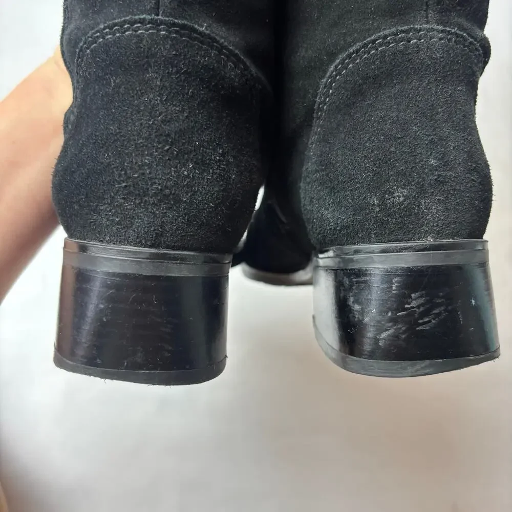 La Canadienne 6.5 M Passion Suede Tall Riding Boots Waterproof Block Heel Buckle